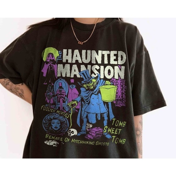 Other - Hitchhiking Ghosts Madame Leota Hatbox Ghost Shirt, Haunted Mansion Halloween